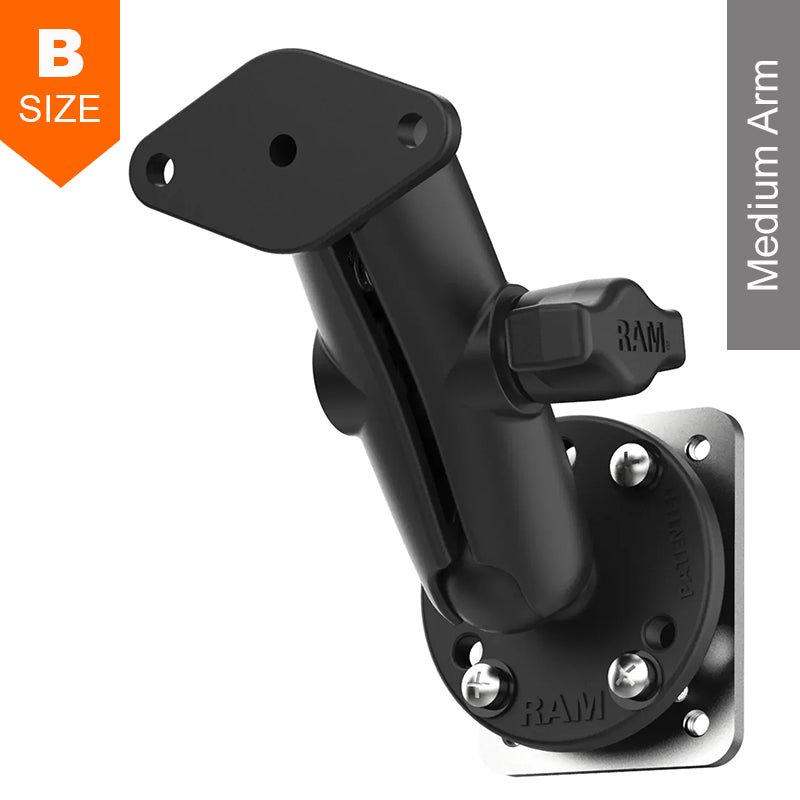 PROMOUNT-RAM Diamond Plate Medium Arm Dashboard Mount with Backing Plate Kit 1" Ball-RAM-B-138U-225B2