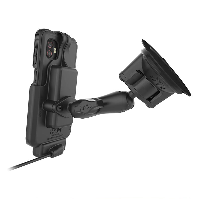 PROMOUNT-RAM EZ-Roll'r Dock Samsung Galaxy XCover7 Pro & 6 Pro With OEM or RAM Skin-RAM-HOL-SAM84CP-1U