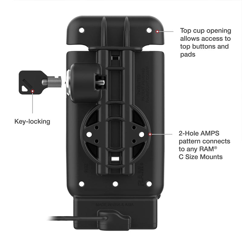 PROMOUNT-RAM GDS Vehicle Dock Samsung Galaxy XCover7 Pro & 6 Pro With USB-C Intelliskin-RAM-GDS-DOCKL-V15-SAM84-CU