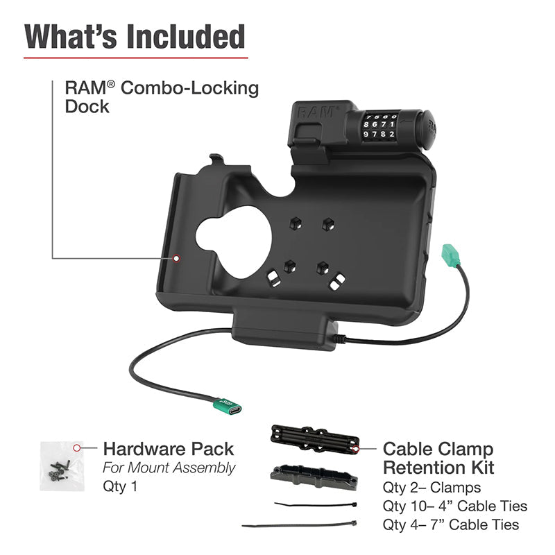 PROMOUNT-RAM Locking USB-C Power & USB-A Data Dock for Samsung Tab Active5 & Active3-RAM-HOL-SAM58CPKL-1AU