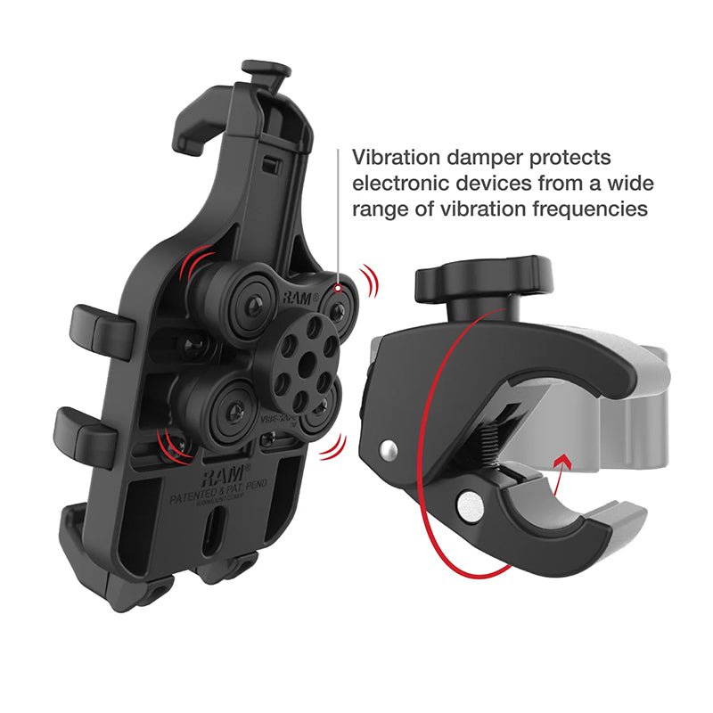 PROMOUNT-RAM Low Profile Tough-Claw Quick-Grip Pro Vibration Damping Phone Kit-RAM-HOL-PD5V-400-1U