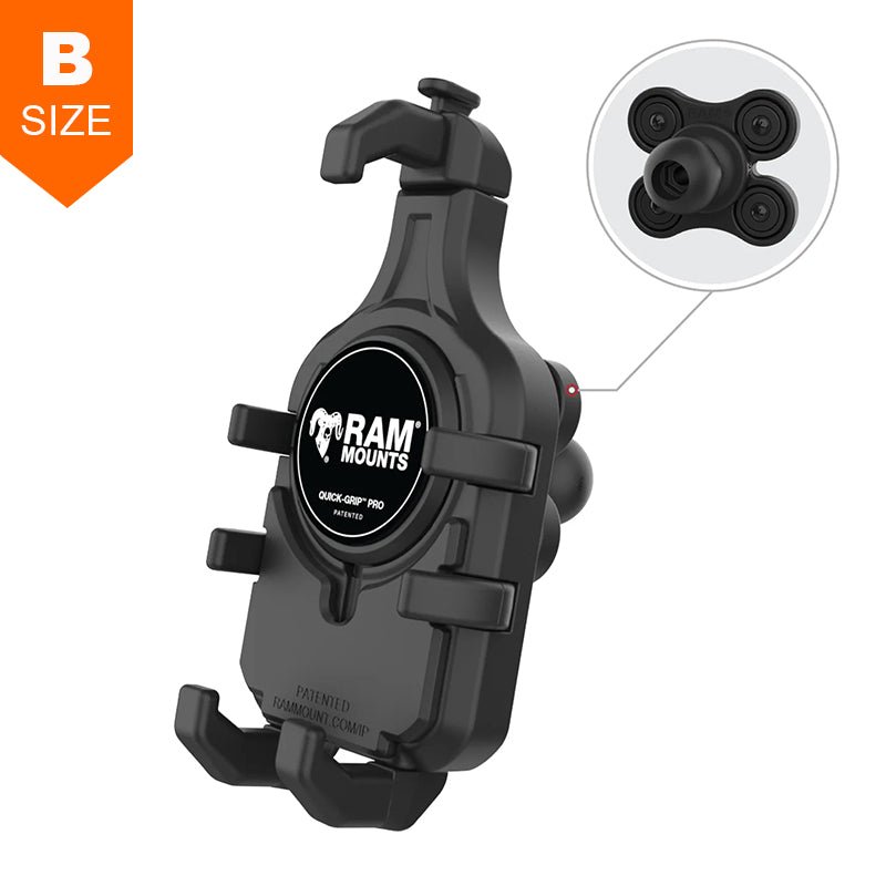 PROMOUNT-RAM Quick-Grip Pro Phone Holder with Vibration Damper 1" Ball-RAM-HOL-PD5BVU
