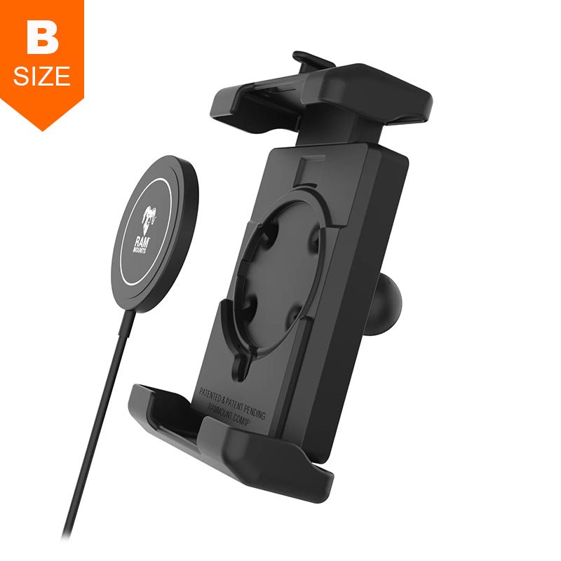 PROMOUNT-RAM Quick-Grip Pro XL Phone Holder with 15W Qi2 Charger 1" Ball-RAM-HOL-PD7B-W2MU