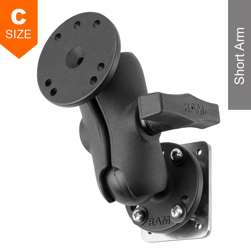 PROMOUNT-RAM Round Plate Dashboard Mount with Backing Plate Kit 1.5" Ball-RAM-101-B-225B2U