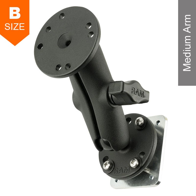 PROMOUNT-RAM Round Plate Medium Arm Dashboard Mount with Backing Plate Kit 1" Ball-RAM-B-101U-225B2
