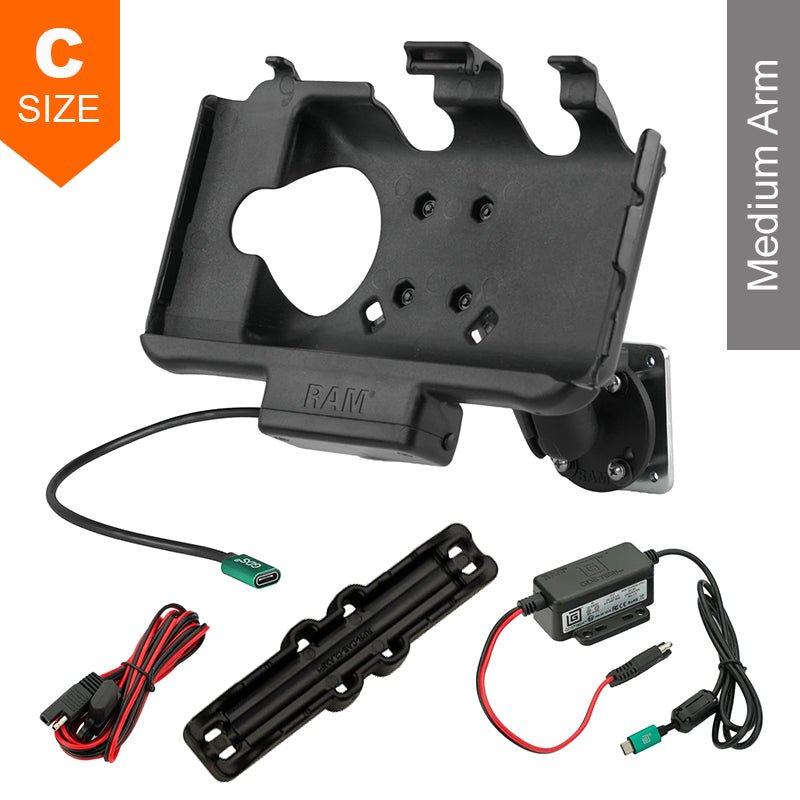 PROMOUNT-RAM Samsung Tab Active5 & Active3 EZ-Roll'r USB-C Powered Dashboard Mount Kit 1.5" Ball-RAM-101-225B2-SAM60CP-V7CU