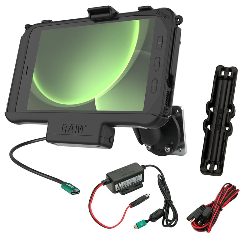 PROMOUNT-RAM Samsung Tab Active5 & Active3 EZ-Roll'r USB-C Powered Dashboard Mount Kit 1.5" Ball-RAM-101-225B2-SAM60CP-V7CU