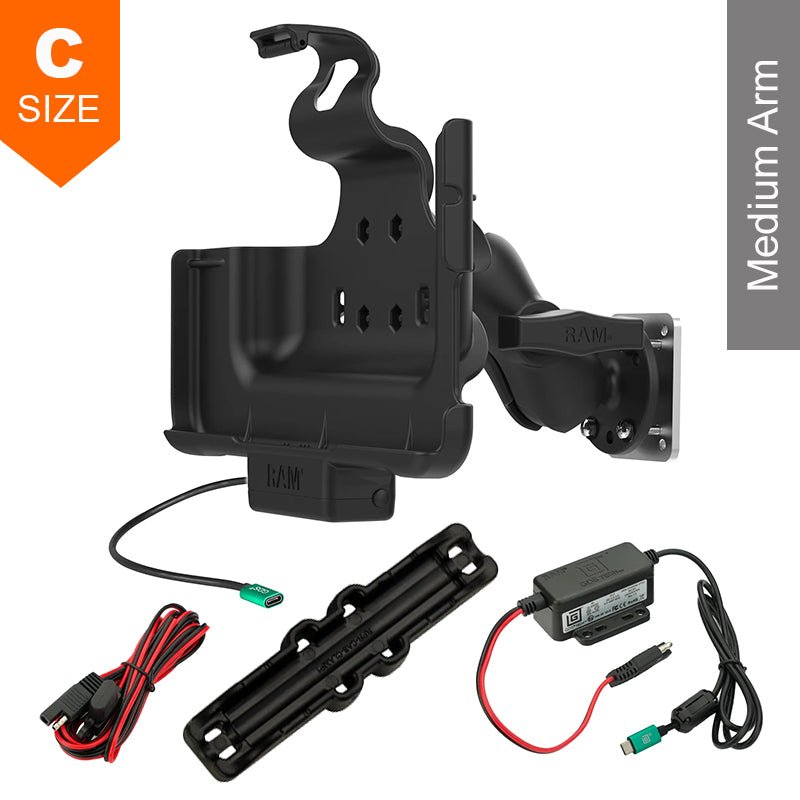 PROMOUNT-RAM Samsung Tab Active5 Pro & Active4 Pro USB-C Powered Dock Dashboard Mount Kit 1.5" Ball-RAM-101-225B2-SAM52CP-V7CU