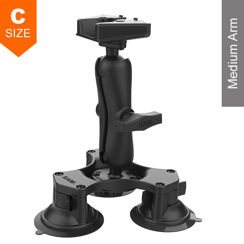 PROMOUNT-RAM Starlink Mini Heavy Duty Twist-Lock Triple Suction Medium Arm Mount Kit 1.5" Ball-RAP-365-138-STA1U