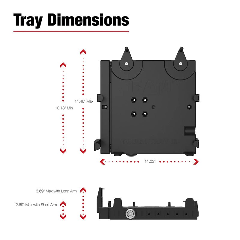 PROMOUNT-RAM Tough-Tray III Spring Loaded 10" - 17" Laptop Holder-RAM-234-7