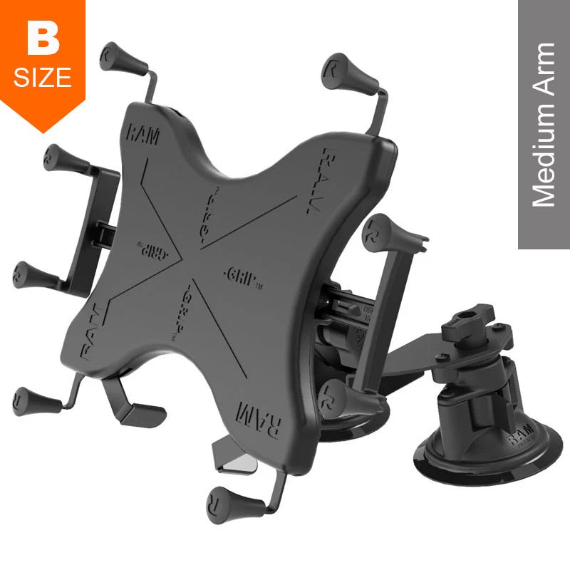 PROMOUNT-RAM Twist-Lock Dual Pivot Suction Cup X-Grip Universal 9"-11" Tablet Kit 1" Ball-RAM-B-189-PIV1-UN9-KRU
