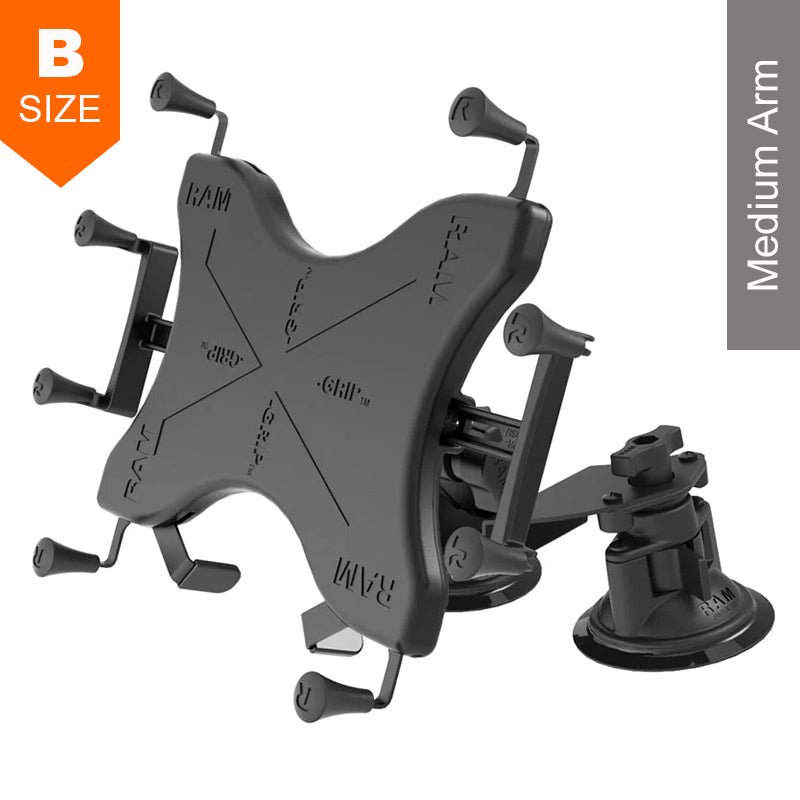 PROMOUNT-RAM Twist-Lock Dual Pivot Suction Cup X-Grip Universal 9"-11" Tablet Kit 1" Ball-RAM-B-189-PIV1-UN9U