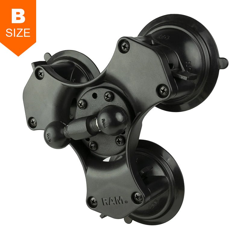 PROMOUNT-RAM Twist-Lock Triple Suction Cup Double Ball Base 1" Ball-RAP-B-217-365-224-1U